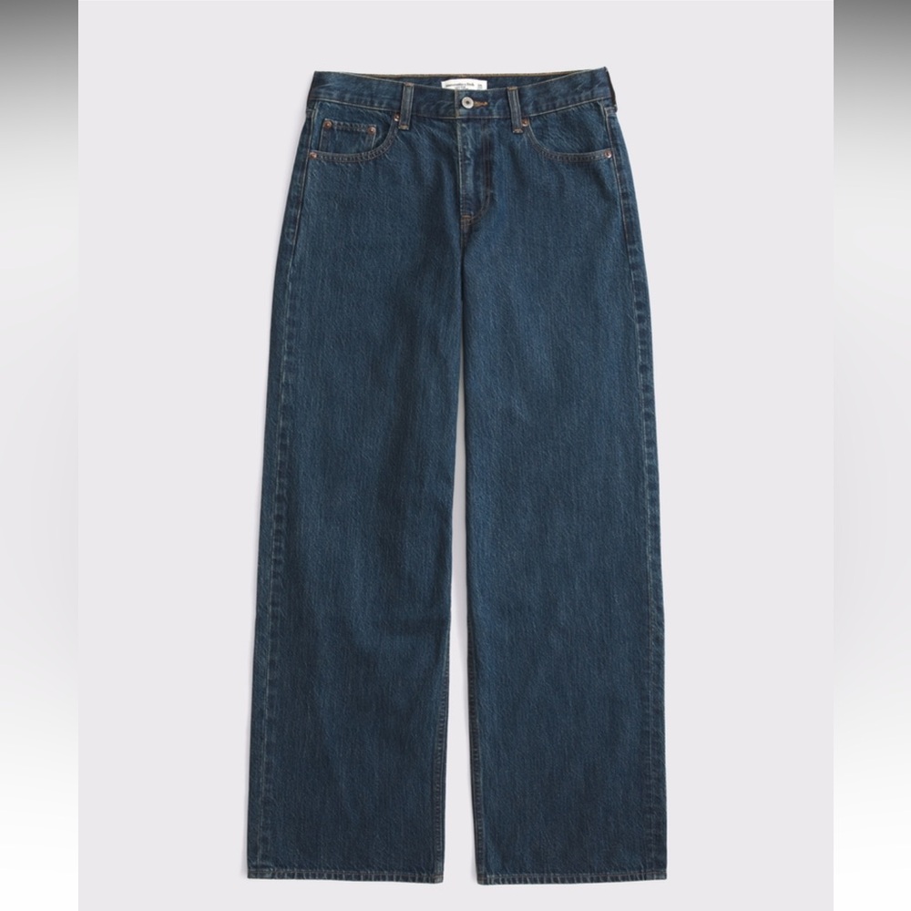 Abercrombie & Fitch Curve Love Low Rise Ultra Loose Jean, 26 Short, Dark Marble